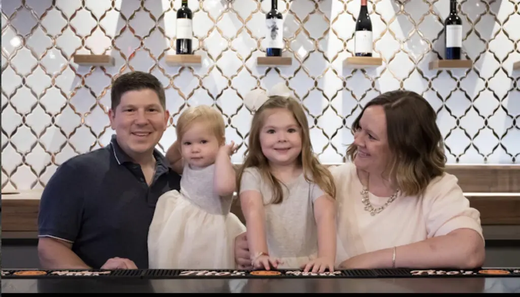 The owners of Leilu with their daughters, Leila and Lucy