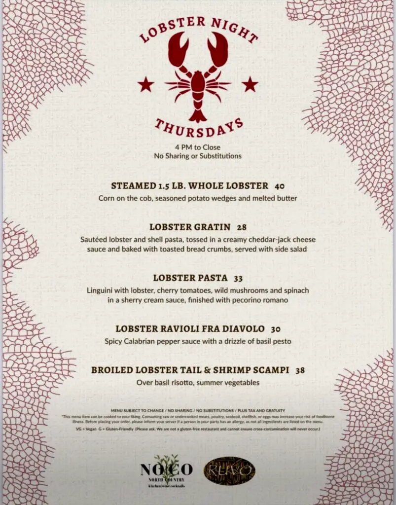 Lobster Dinner Specials