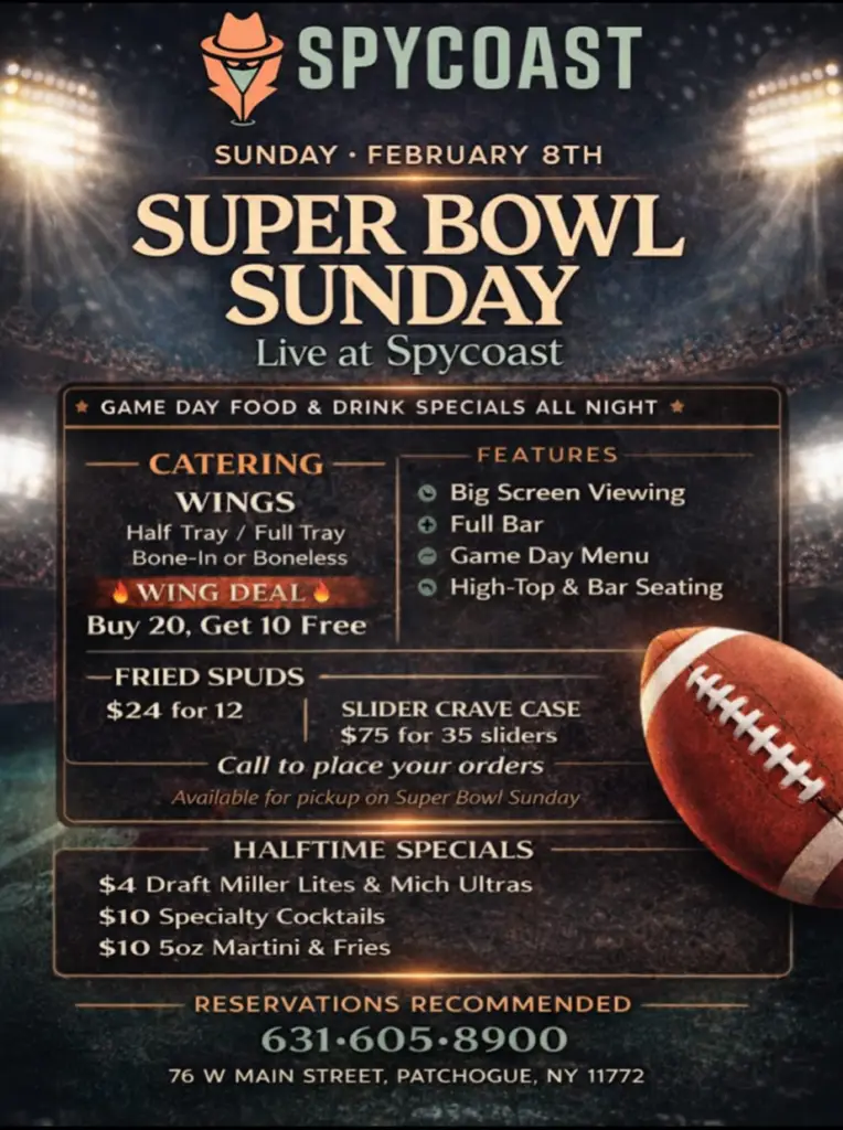 Superbowl at Spycoast – Going Local Long Island The Big Game