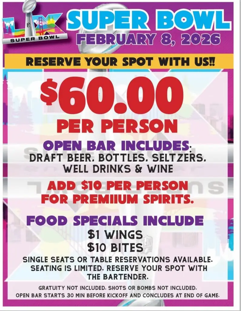 Superbowl watch party at Elsie Lane – Going Local Long Island The Big Game