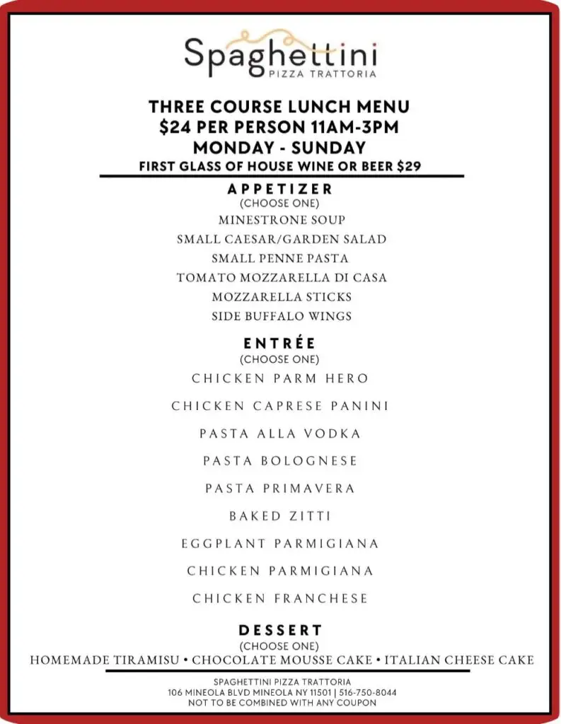 Spaghettini – Going Local Long Island Lunch Specials