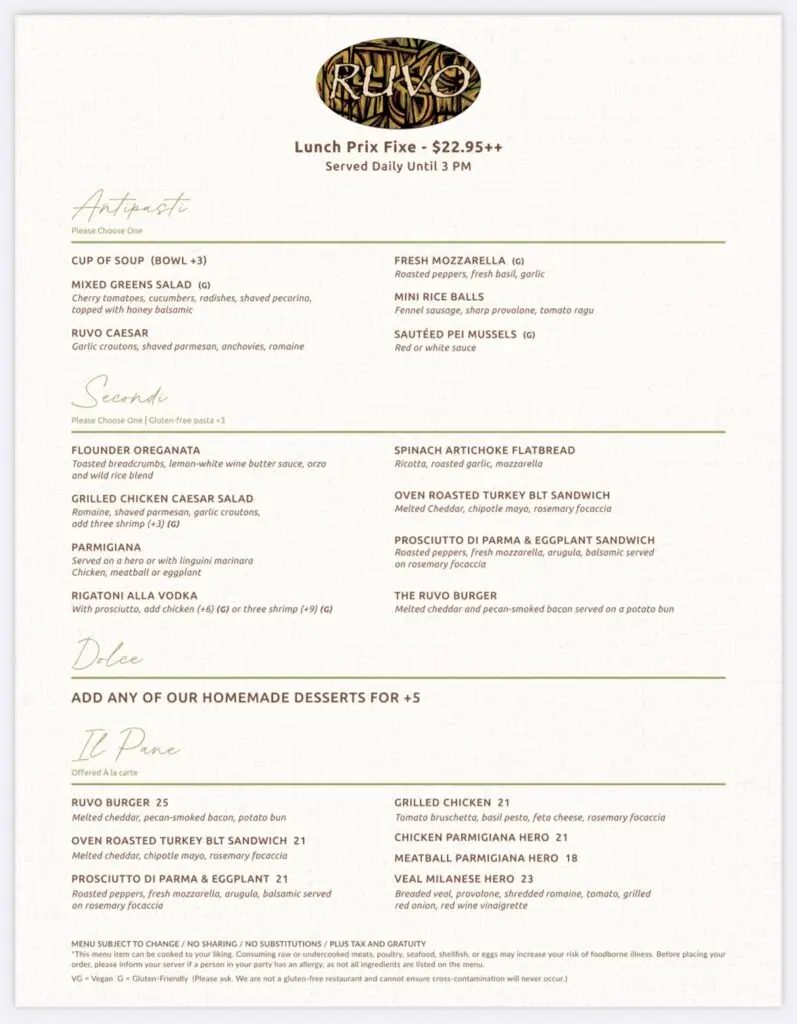Ruvo – Going Local Long Island Lunch Specials