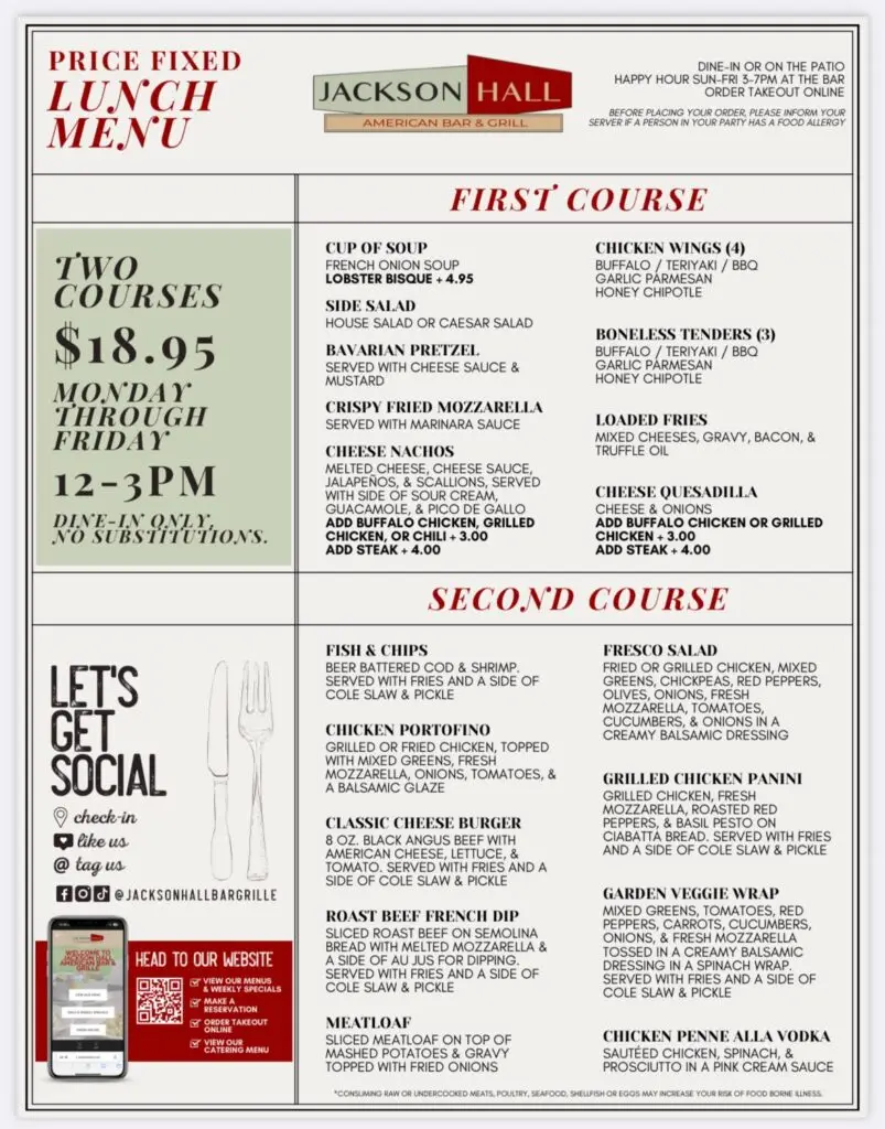 Jackson Hall – Going Local Long Island Lunch Specials